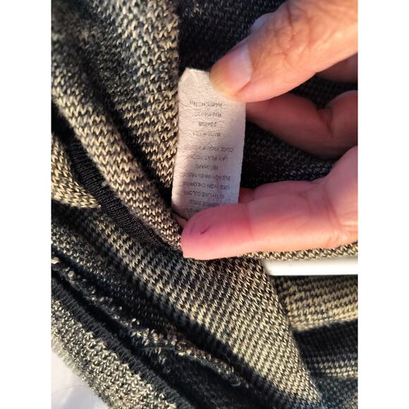 4346)Say What Open Drape Knitted Aztec Pattern Black Beige Boho Cardigan Medium - Picture 7 of 7